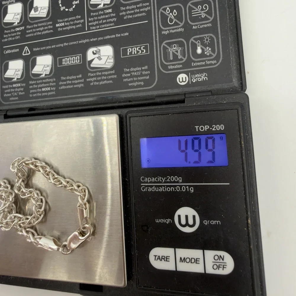Vtg Italy 925 Sterling Silver Spiga Wheat Rope Chain Bracelet 7
